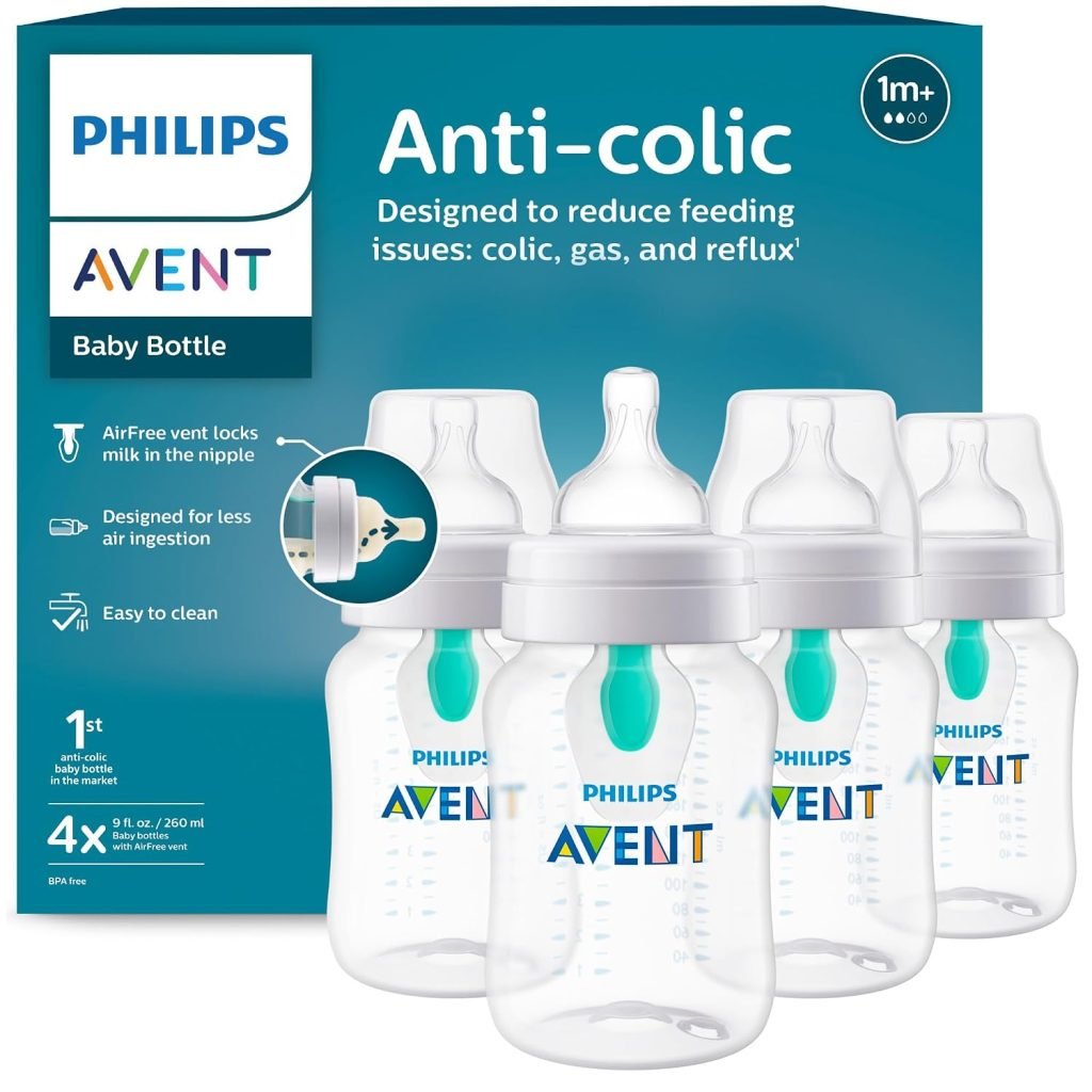 Philips Avent Anti-Colic Baby Bottle with AirFree Vent, Medium Flow, 9 oz (Copy) (Copy)